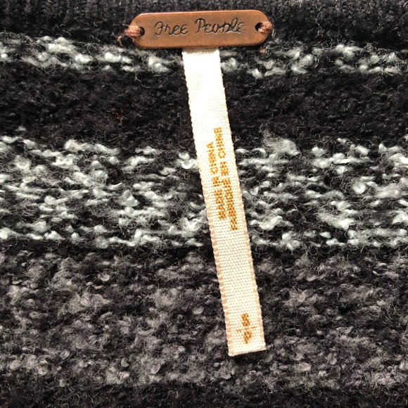 Free People Body Con Scoop V-neck Sweater Dress Nordic Stripes - Picture 8 of 10